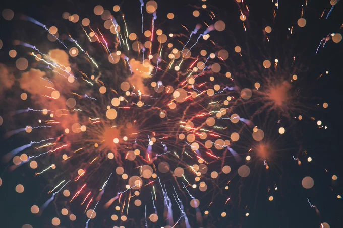 Fireworks in the sky.
